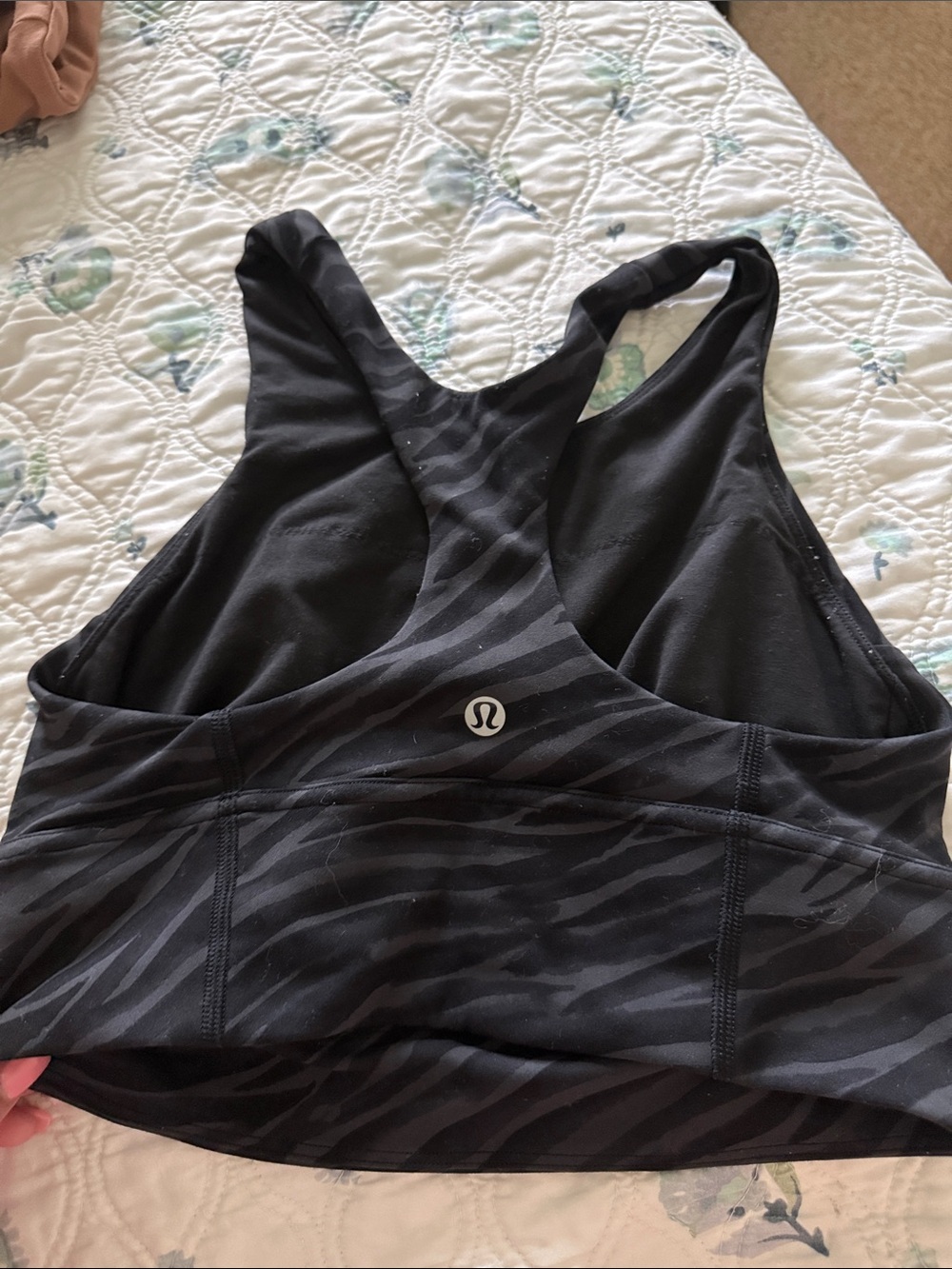 lululemon athletica Black & Charcoal Zebra Print Racerback Sports Bra